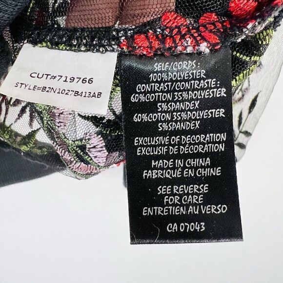 CLEARANCE - Adiva Black Mesh Full Zip Bomber Jacket with Floral Embroidery - Picture 5 of 5